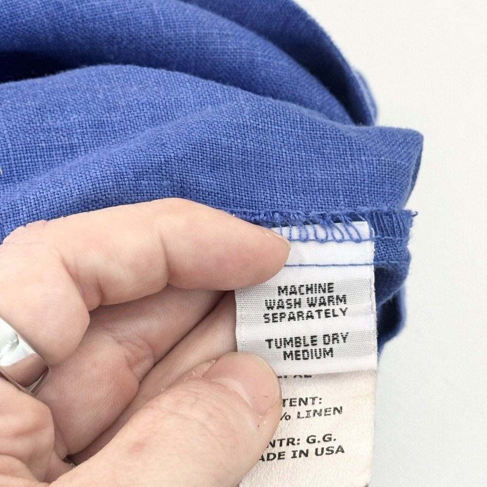 Cut Loose 100% Linen Dress Tunic XL Blue Coastal Lagenlook Casual Popover Shift - Picture 6 of 9
